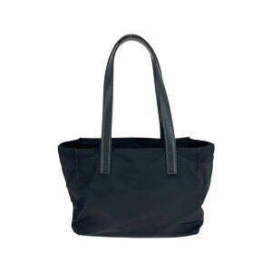 Prada leather bag triangular plate tote logo Saffiano Tessuto nylon black